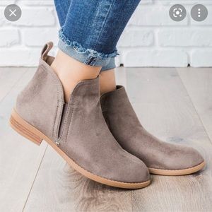 Grey Vegan Suede Booties